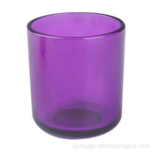 8.5Oz Thickness, Wall Glass Candle Holder with Purple Color Outside
